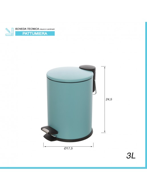 Set Bagno 2 In 1 Con Pattumiera E Scopino WC - Cestino Rettangolare ABS Bianco Con Coperchio A Pulsante - Dimensioni 42x20x11 Cm - 2
