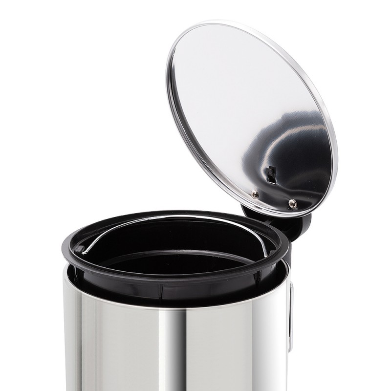 KOOSREEL Pattumiera da bagno, 5 l, in acciaio inox, per cucina e camera da letto, con secchio, pedale e coperchio rimovibile, con chiusura morbida, per casa e ufficio, argento