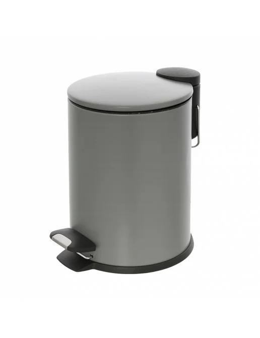 WENKO Pattumiera A Pedale Leman, Pattumiera Piccola Per Bagno, Capacità 3L, Acciaio, 17x25x22.5 Cm, Blu Grigio Opaco - Foto 4