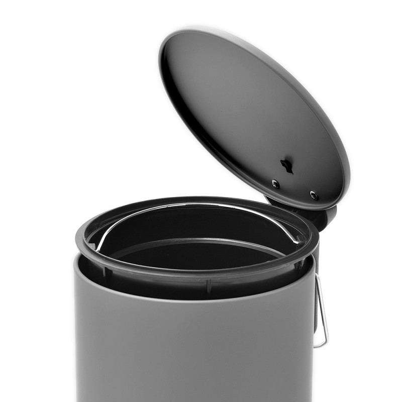 KOOSREEL Pattumiera da bagno, 5 l, in acciaio inox, per cucina e camera da letto, con secchio, pedale e coperchio rimovibile, con chiusura morbida, per casa e ufficio, argento