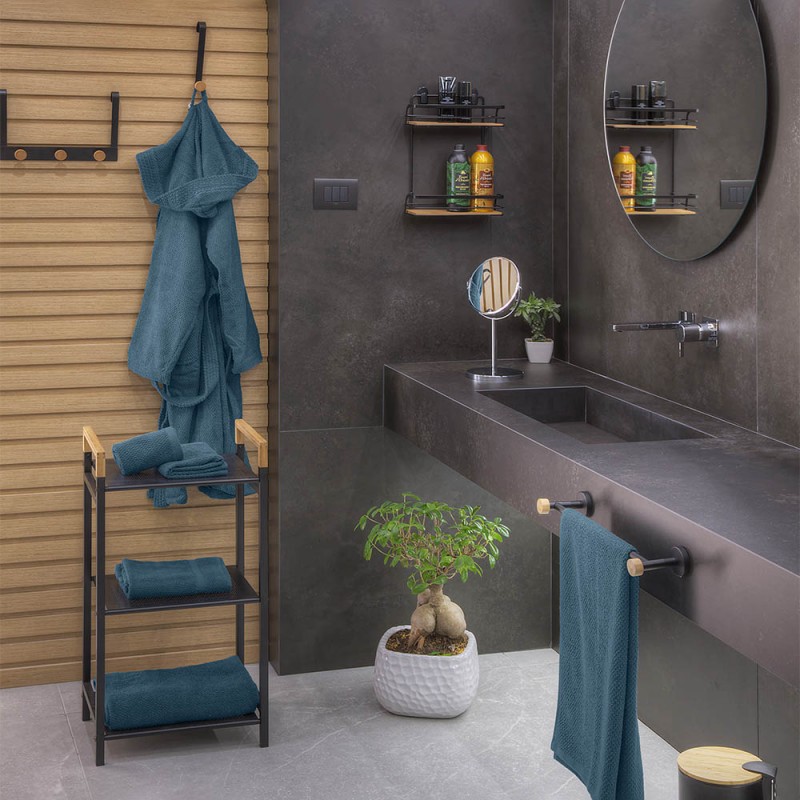 Set di accessori da bagno in legno e rame porta asciugamani porta
