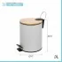 Pattumiera bagno con pedale in acciaio bianco opaco e bambù 3 Lt Haiti