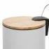 Pattumiera bagno con pedale in acciaio bianco opaco e bambù 3 Lt Haiti