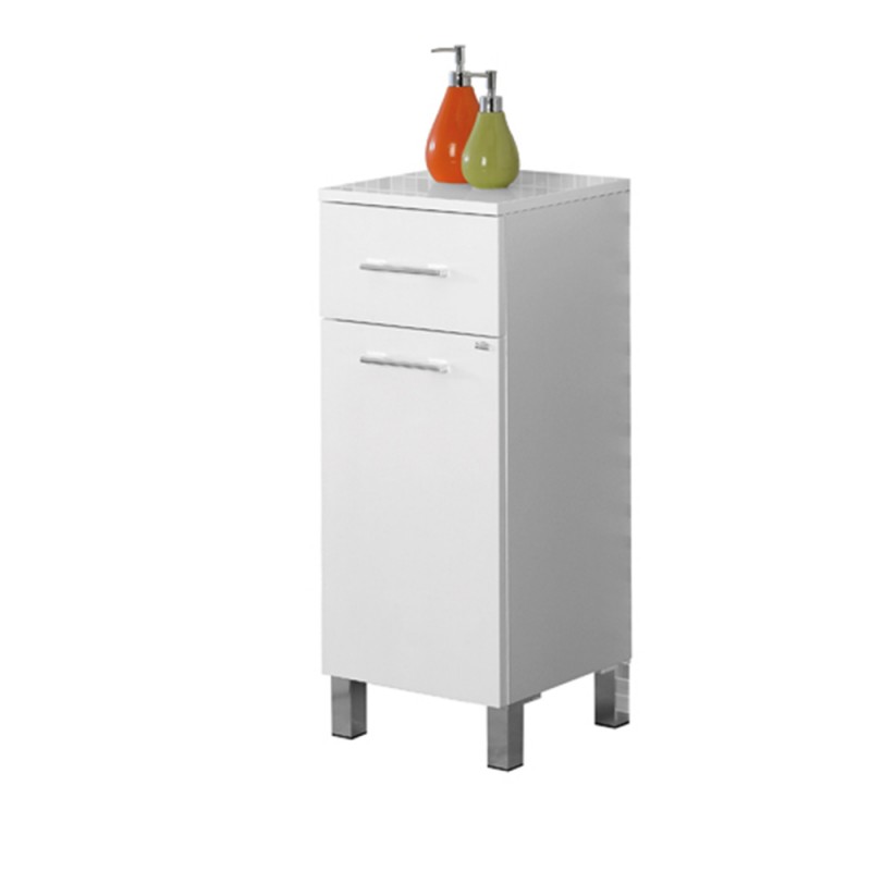 Base Mobile Bagno Bianco Laccato Mondo Base Singola Bianco laccato L.33 Con Scomparto E Cassetto
