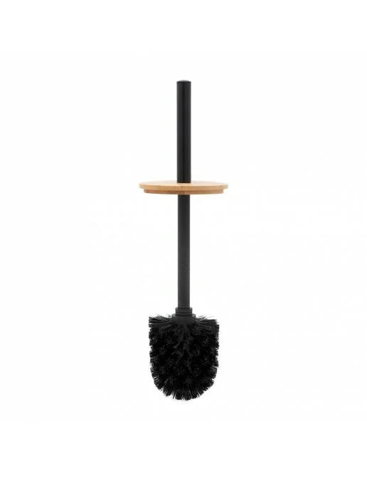 Set Accessori Bagno 6 Pezzi IlGruppone Design Moderno - Cestino, Dispenser Sapone, Portasaponetta, Porta Spazzolini, Porta Scopino, In Plastica E Bambù, Colore Caffè
