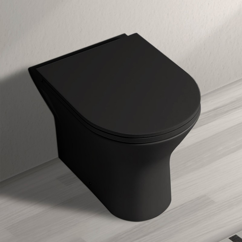 Wc filo muro nero opaco rimless in ceramica serie Feeling