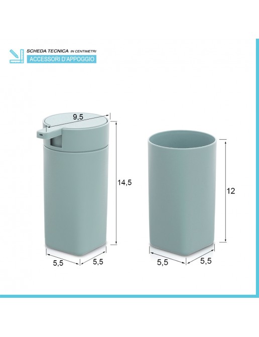 Set Bagno GEDY Iceberg 3 Pezzi Blu - Portasapone, Dispenser E Portaspazzolini In Resina - Foto 3