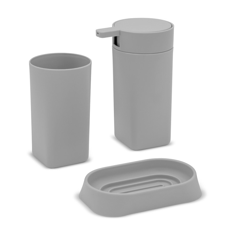 Set 3 pezzi accessori bagno grigio in abs Tender