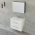 Mobile bagno sospeso 80 cm Smart bianco legno con specchio contenitore