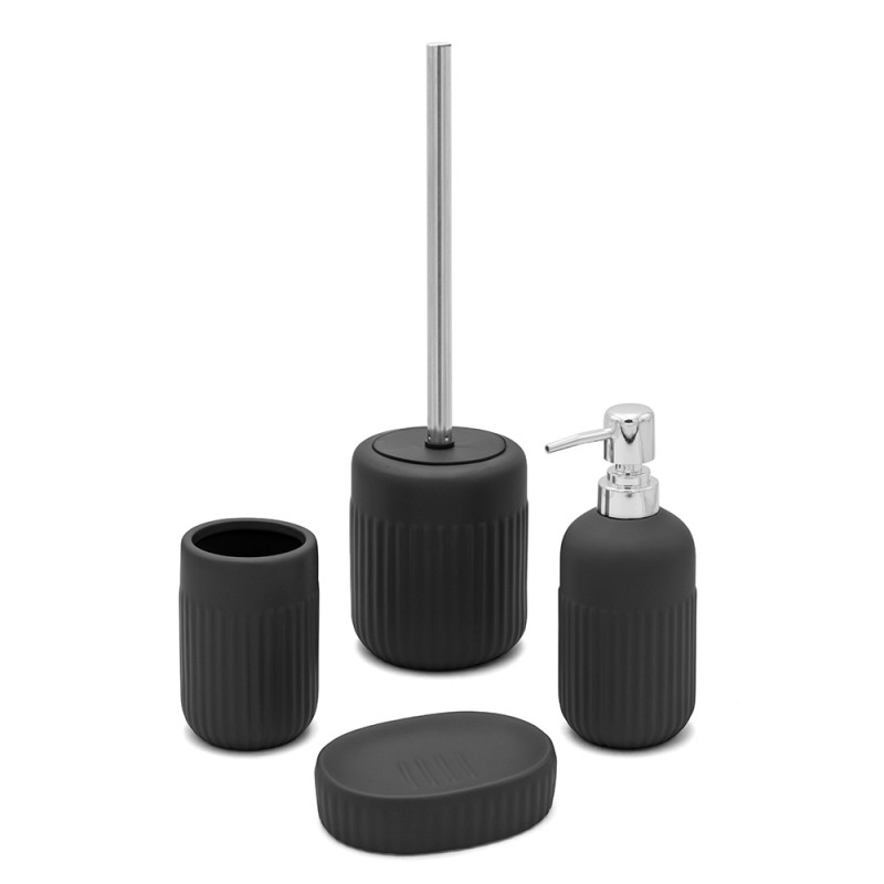 Set completo accessori bagno nero in ceramica Cup