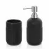 Set accessori bagno dispenser e portaspazzolini da appoggio nero in ceramica Cup