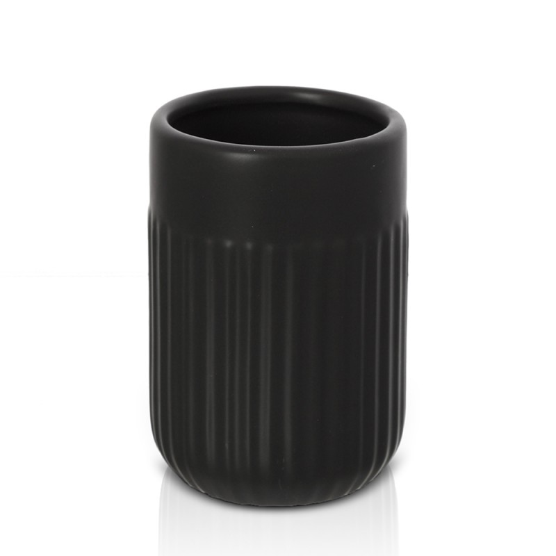 Portaspazzolini da appoggio nero in ceramica Cup