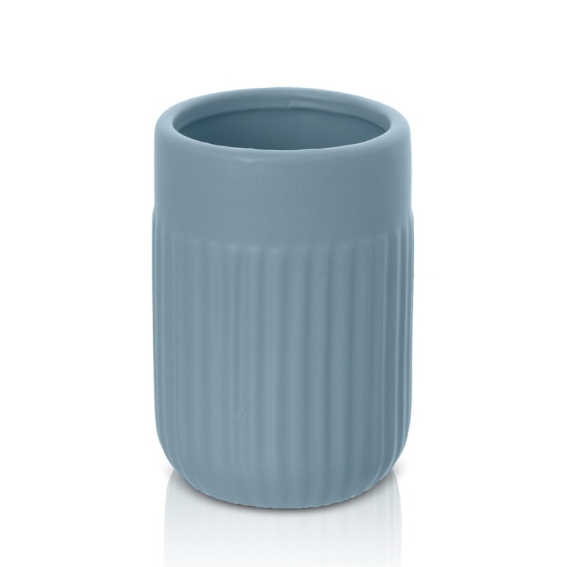 Portaspazzolini da appoggio turchese cobalto in ceramica Cup