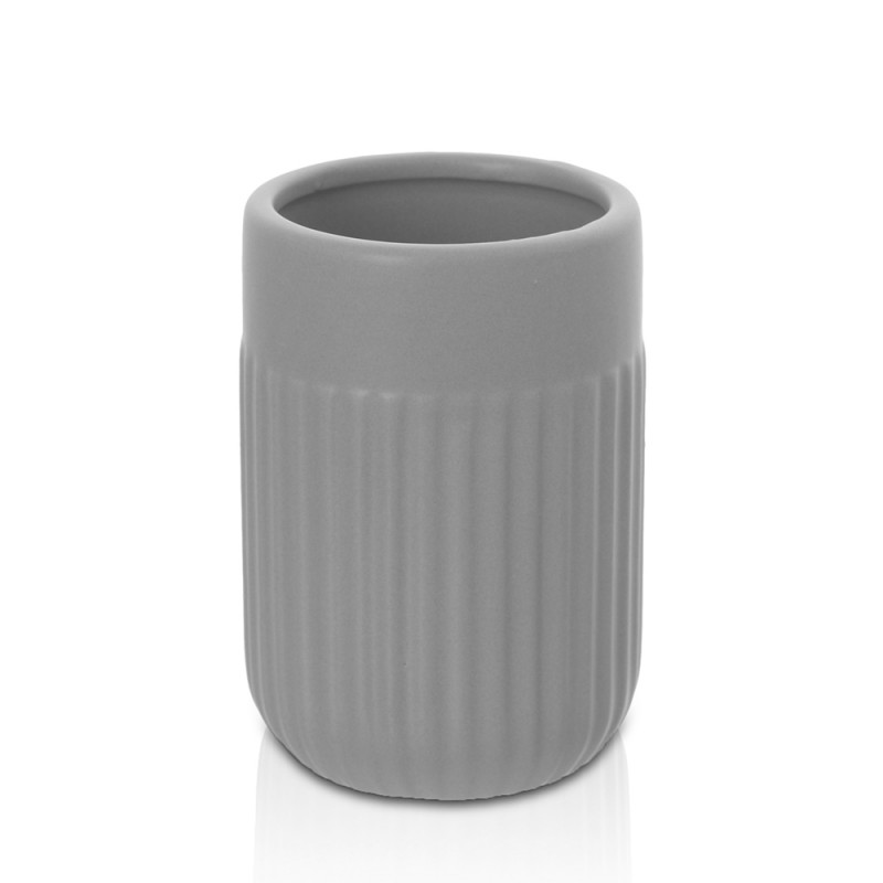 Portaspazzolini da appoggio grigio in ceramica Cup
