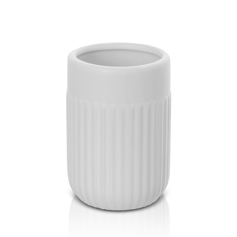 Portaspazzolini da appoggio bianco in ceramica Cup