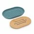 Accessori bagno da appoggio in set 3 pezzi in abs acquamarina e bambù Surf