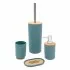 Set accessori bagno dispenser e portaspazzolini da appoggio acquamarina abs e bambù Surf