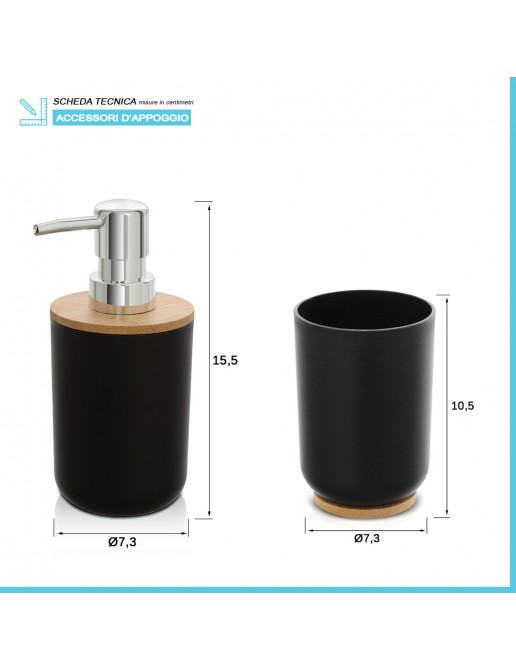 Set completo accessori bagno grigio in abs Tender Set completo accessori bagno grigio in abs Tender
