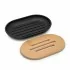Accessori bagno da appoggio in set 3 pezzi in abs nero e bambù Surf