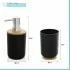 Set accessori bagno dispenser e portaspazzolini da appoggio nero abs e bambù Surf