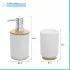 Set completo accessori bagno da appoggio in abs bianco e bambù Surf