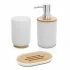 Accessori bagno da appoggio in set 3 pezzi in abs bianco e bambù Surf