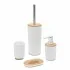 Set accessori bagno dispenser e portaspazzolini da appoggio bianco abs e bambù Surf