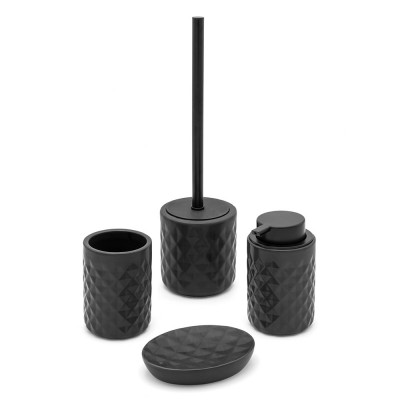 Set di 4 accessori bagno ceramica nero e beige CORO 