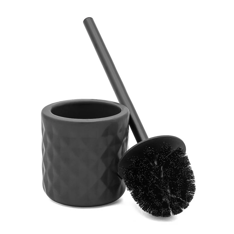 Set Accessori Bagno In Resina – Portasapone Con Design Scanalato – Colore Nero Opaco