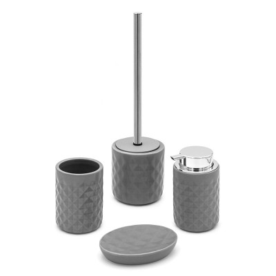 Set accessori bagno bianco da appoggio dispenser e portaspazzolini in  ceramica Cristal