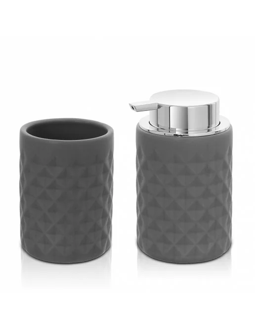 Set Bagno Accessori Completo in Ceramica, 6 Pezzi Set Accessori Bagno Moderno Include Dispenser di Sapone, Portaspazzolino, Coppetta per Collutorio, Scatola per Sapone e Vassoio, Bianco