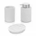 Accessori bagno da appoggio in set 3 pezzi ceramica colore bianco Cristal