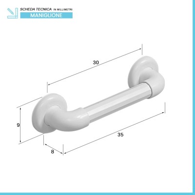 Maniglione di sicurezza per disabili 45 cm portata max 120 kg