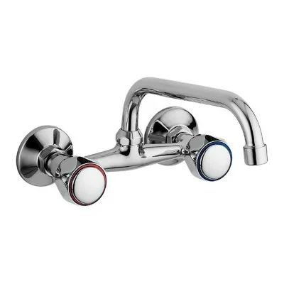 Rubinetto Da Parete Monoforo Per Acqua Fredda - Ottone Argento, Rotazione 360° - Per Cucina, Bar, Bagno
