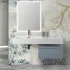 Lavabo sospeso in resina 120 cm vasca sinistra bianco lucido  Loto