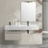 Mobile bagno sospeso 60 cm grigio perla lavabo 120 destro e specchio Iside