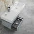 Mobile bagno sospeso 60 cm blu pastello lavabo 120 destro e specchio LED Iside
