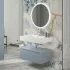Mobile bagno 80 cm blu pastello lavabo sospeso e specchio LED Iside
