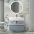 Mobile bagno 80 cm blu pastello lavabo sospeso e specchio LED Iside