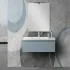 Mobile sospeso 80 cm blu pastello con lavabo incasso e specchio Iside 