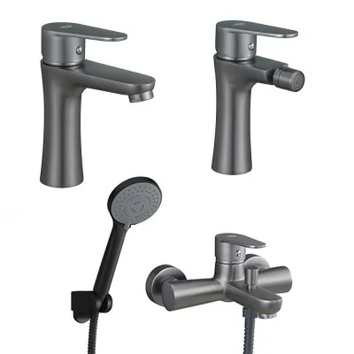 Set miscelatori lavabo bidet vasca nichel nero satinato serie  Lizzy