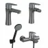 Set miscelatori lavabo bidet vasca nichel nero satinato serie  Lizzy