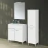 Mobile bagno a terra 80 bianco con lavabo e specchio LED  Martha