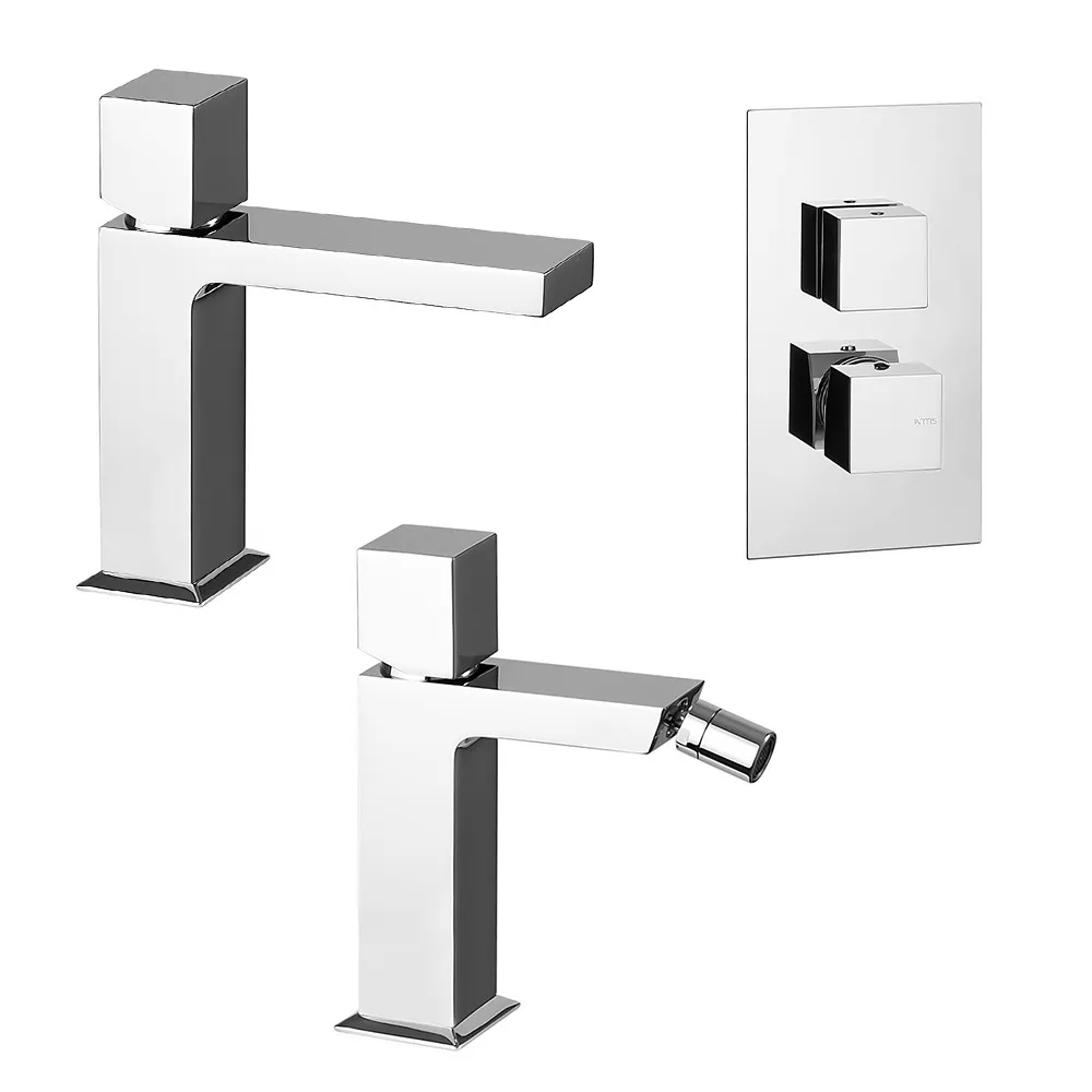 Image of Set miscelatori lavabo bidet e doccia a incasso con deviatore Torre