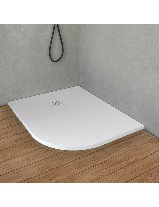 Piatto Doccia Semicircolare Ceramica Made In Italy - 90x90 Cm, Antiscivolo, Spessore 5,5 Cm - Foto 2