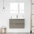 Mobile bagno sospeso 80 fango con lavabo in ceramica e specchio a filo LED  Victoria 