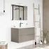 Mobile bagno sospeso 80 fango con lavabo in ceramica e specchio a filo LED  Victoria 