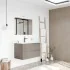 Mobile bagno sospeso 80 fango con lavabo in ceramica e specchio a filo LED  Victoria 