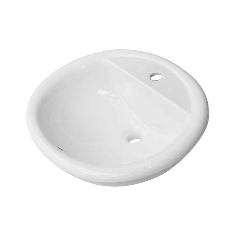 Lavabo da incasso soprapiano ovale 56x47,5 cm in ceramica lucida