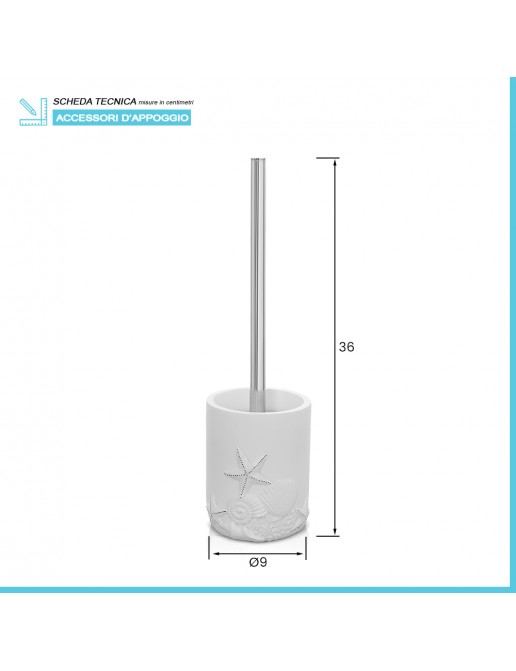 Scopino WC A Forma Di Cactus - Bianco Con Setole Nere - Con Portascopino - Foto 8